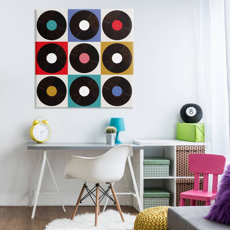 Stupell Geometric Music Records Canvas Wall Art Design By Katrina Craven