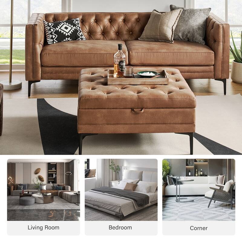 Ipiutak Modern 2 - Piece Upholstered Button-tufted Sectional with Storage Ottoman