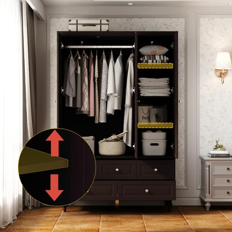 70.9"H White Lacquered Armoires Wardrobes With Mirror Doors