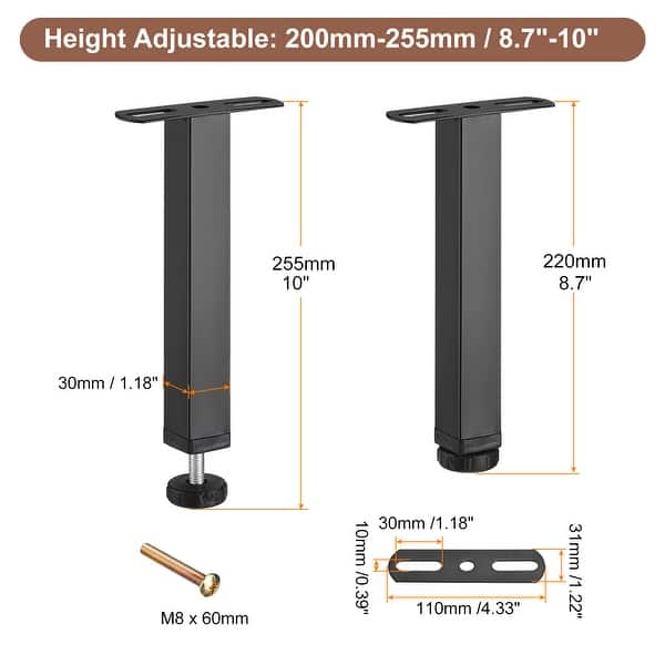 2 Sets Adjustable Height Bed Frame Support Legs - Bed Bath & Beyond ...