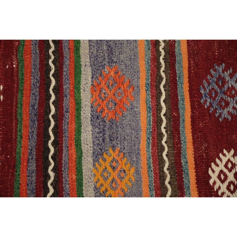 Hand Woven Oriental 100% Wool Carpet Southwestern Tribal Multi-Colored Kilim Area Rug - 8' 4'' X 5' 4''