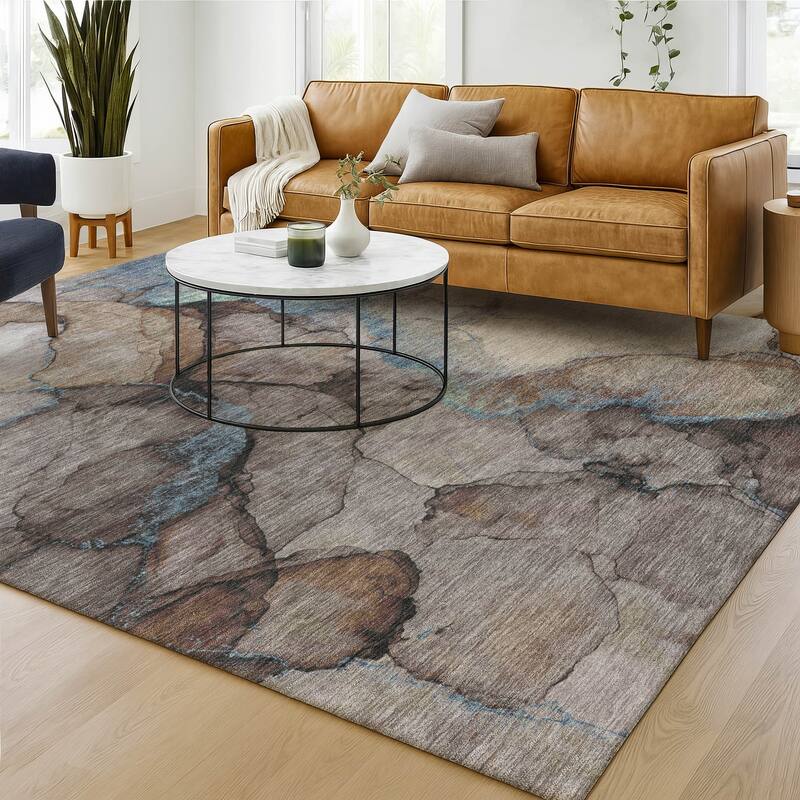 Machine Washable Indoor/ Outdoor Modern Brush Chantille Rug