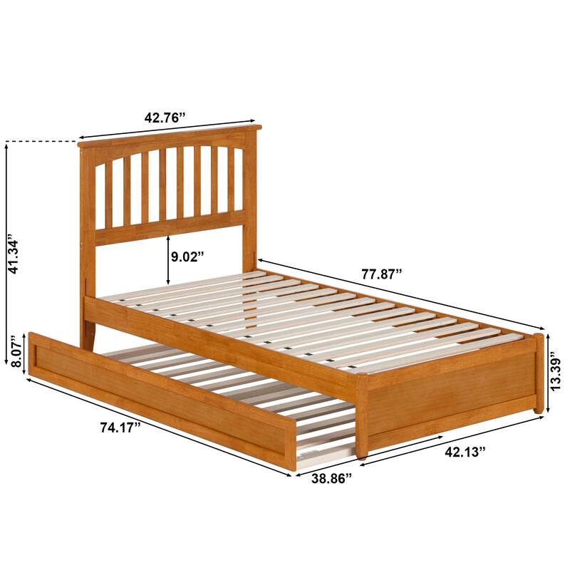 Everett Platform Bed with Panel Footboard and Twin Trundle