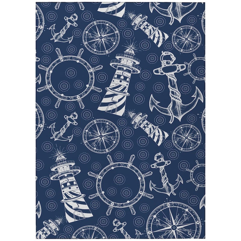 Indoor/Outdoor Harpswell Lighthouse Washable Rug - 5' x 7'6" - Navy