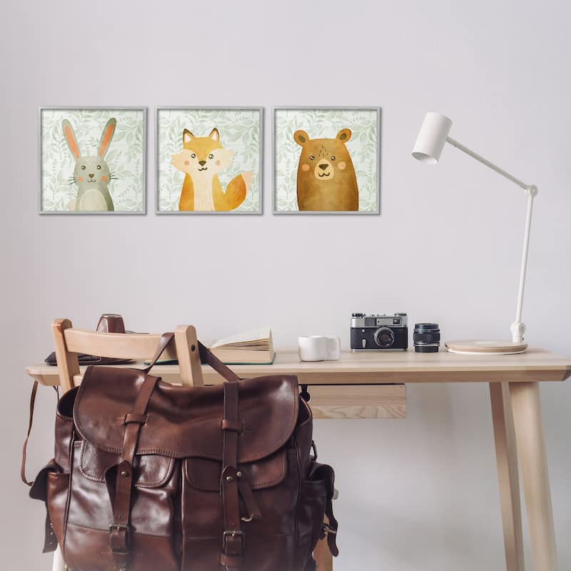 Stupell Joyful Woodland Animals Framed Giclee Art Design By Kim Allen (Set of 3)