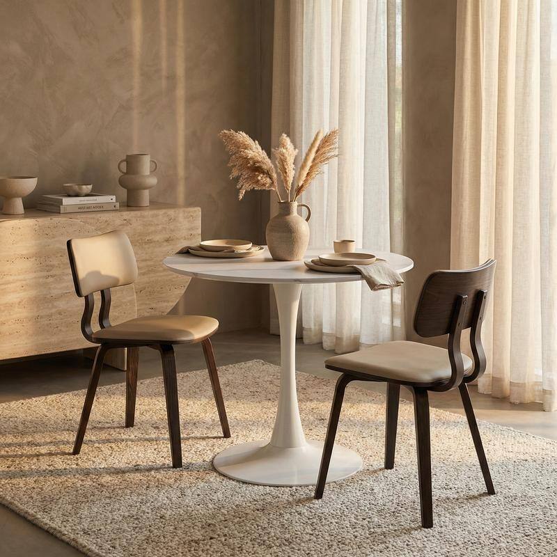 Bristol Modern 31" Round Sintered Stone Dining Table with Pedestal Base - Minimalist Scratch-Resistant Kitchen Table