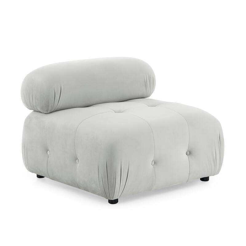 Grey 93'' Modular L-Shaped 4-Seater Sectional with Reversible Ottoman, Button Tufted Design, and Cozy Cushions
