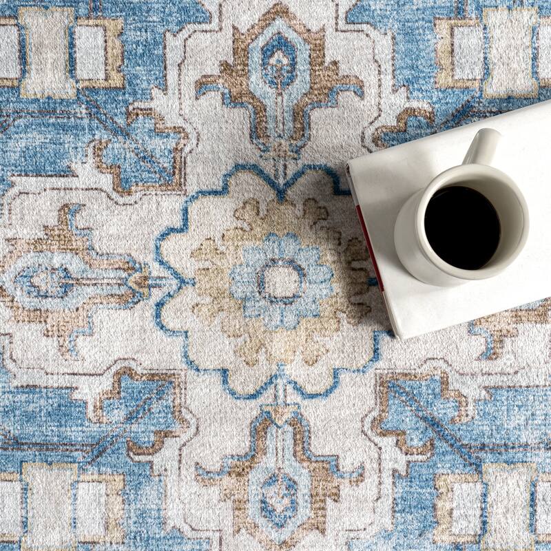 Amaryllis Medallion Machine Washable Area Rug
