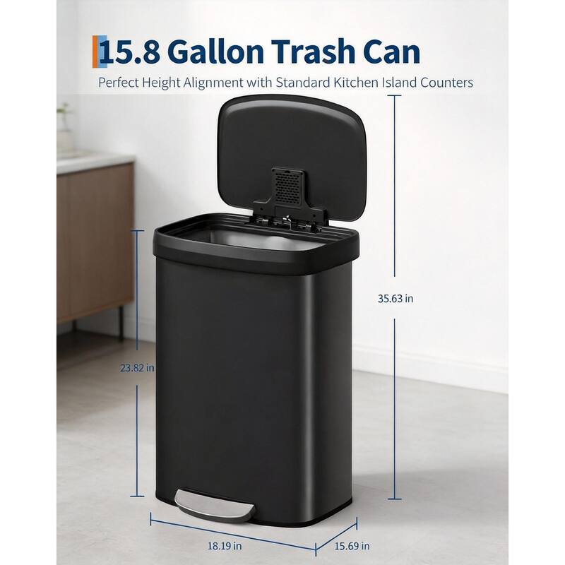 Metal Step-on Trash Can, with Lid