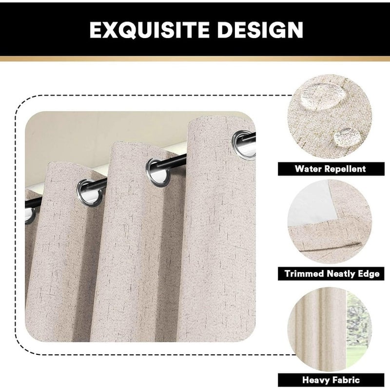 Blackout Linen Curtains for Bedroom Full Blackout Curtains 84 Inches