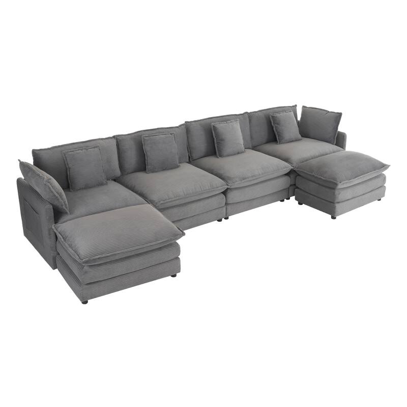 Convertible Sectional Sofa Cloud Couch U-Shaped Modular Sofa Sleeper