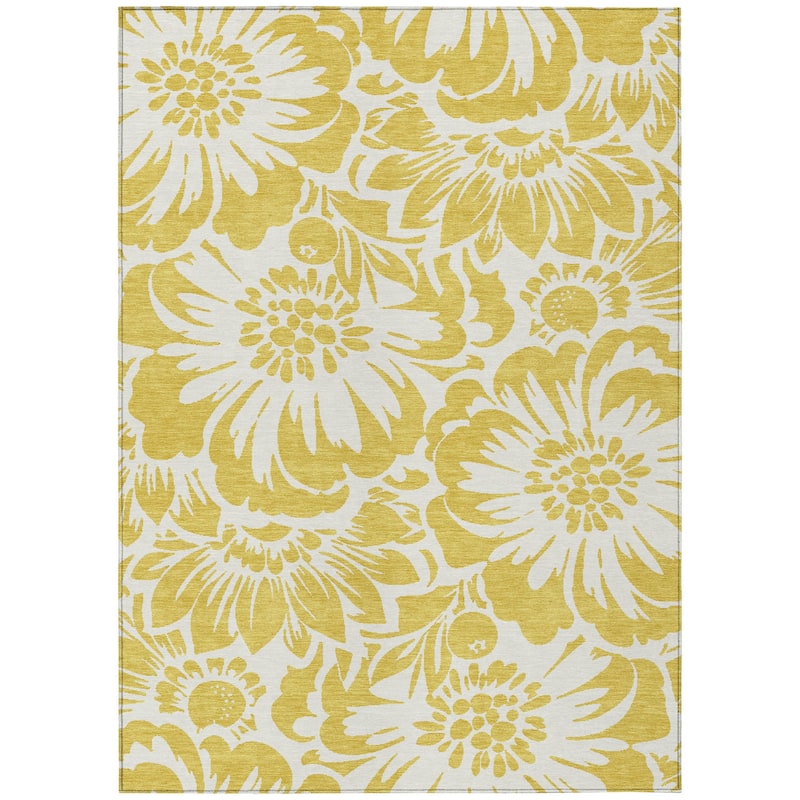 Machine Washable Indoor/ Outdoor Whimsy Floral Chantille Rug