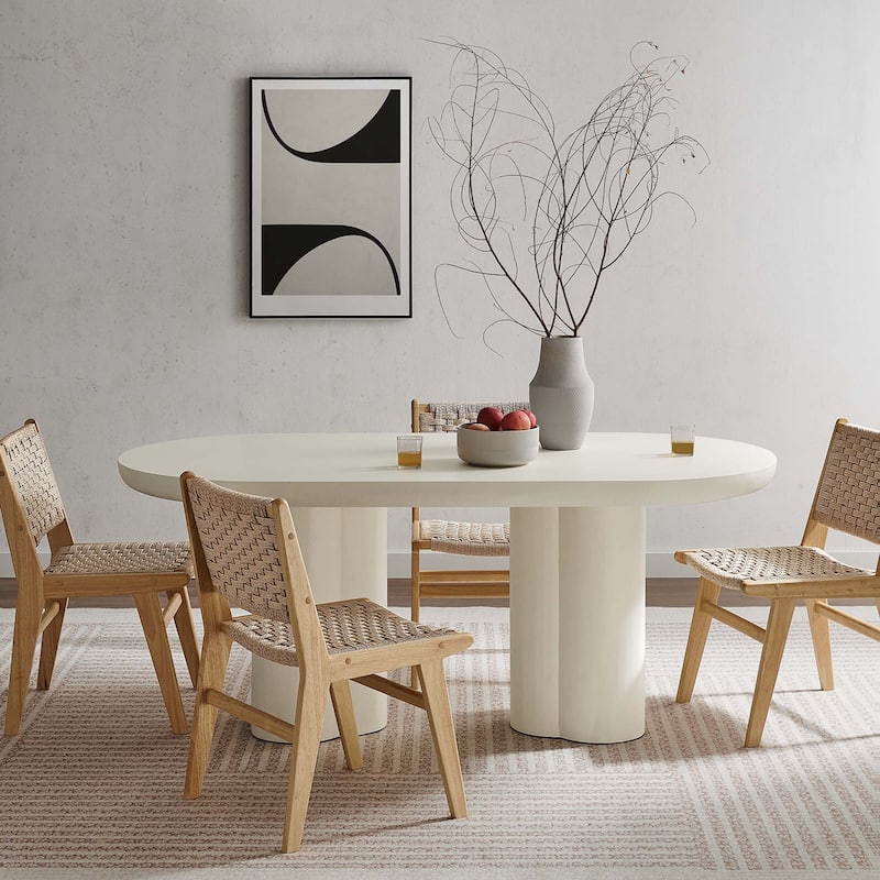 Caspian 72" Oval Concrete Dining Table - White