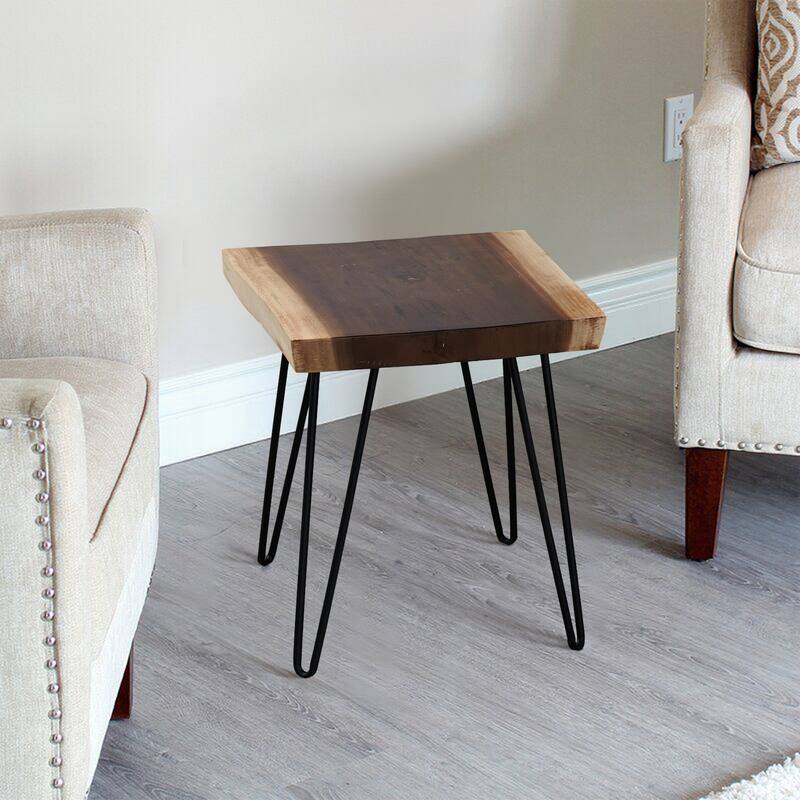 Greenage Teak End Table Solid Live Edge Side Table