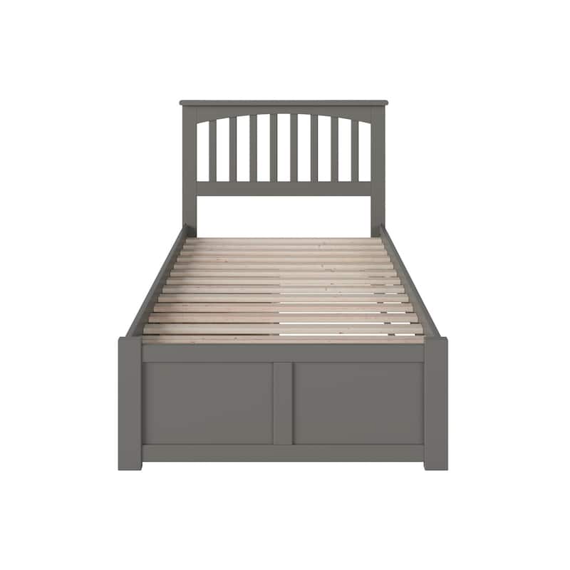 Rustic Platform Bed with Drawers - Grey Storage Bed Frame - Modern Bed with Footboard