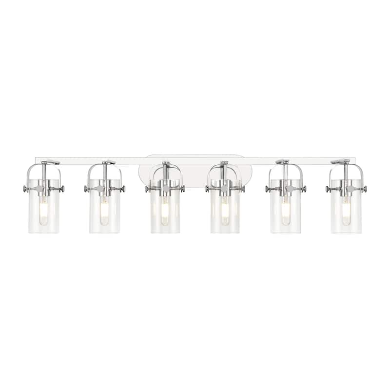 Innovations Lighting Pilaster II Cylinder - 6 Light 7" Wall-Mounted Bath Vanity Light - Clear/Polished Chrome