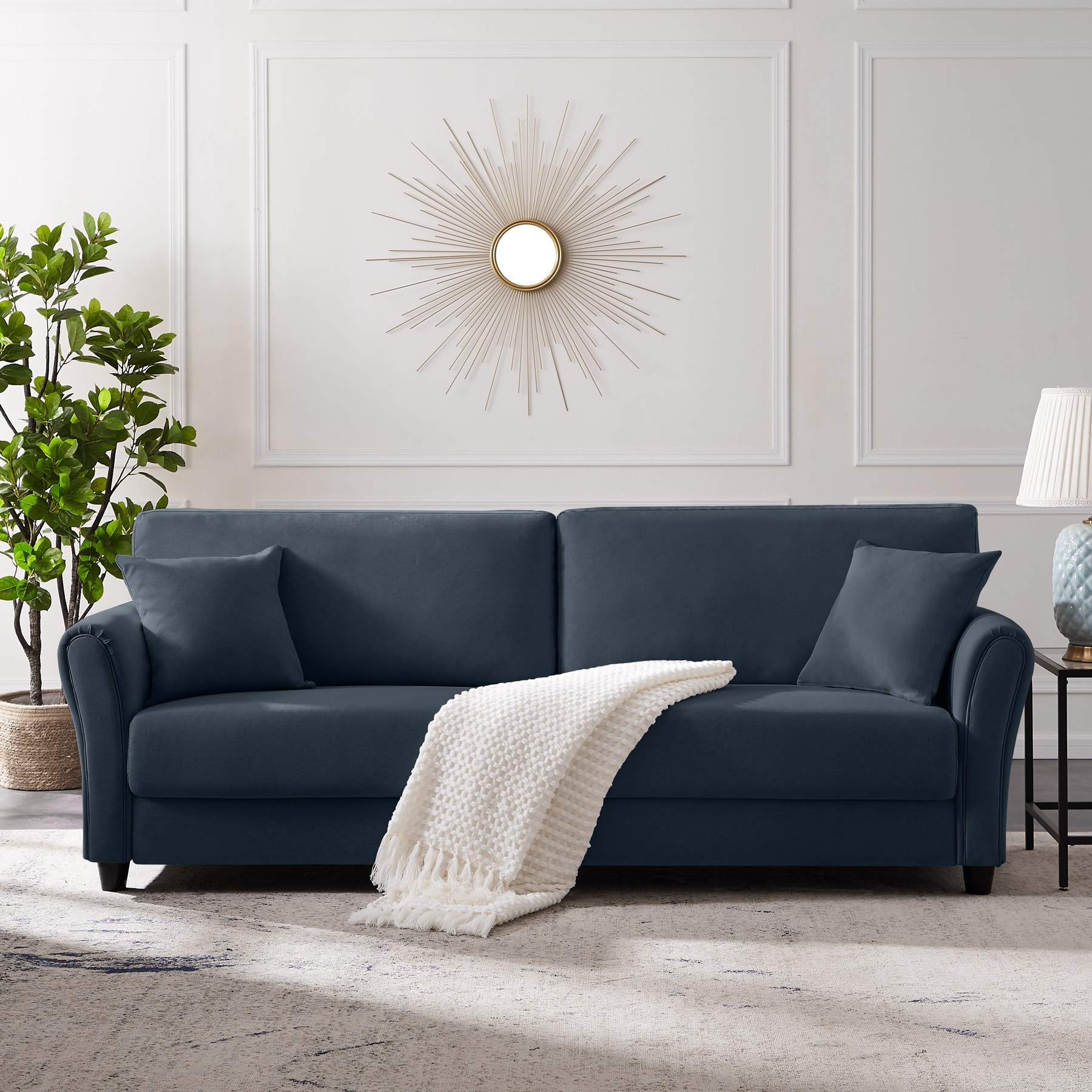 Linen Loveseat Sofa Couch with Removable Back and Seat Cushions and 4  Comfortable Pillows for Living Room Bedroom - Bed Bath & Beyond - 38930136