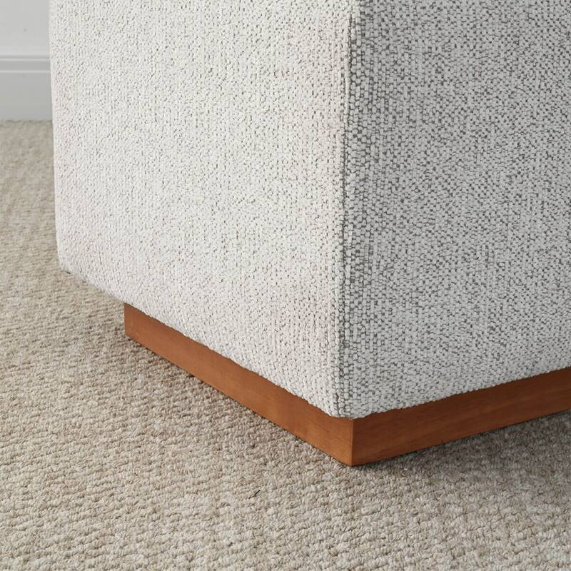 Modern 60" Chenille Weave Upholstered Storage Bench