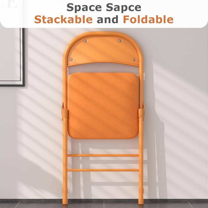 8 Pack Portable Padded Folding Chair, Upholstered Folding Dining Chairs Pack of 8, Metal Event Commercial Chairs