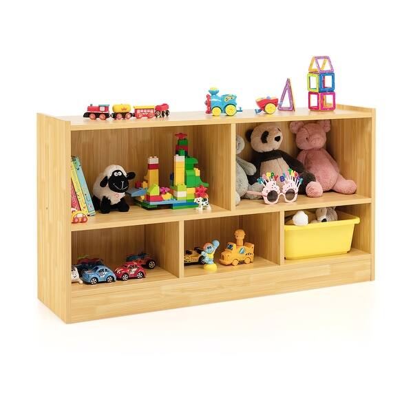 5 Section Storage Toy Storage Organizer Wooden Bookshelf Bed