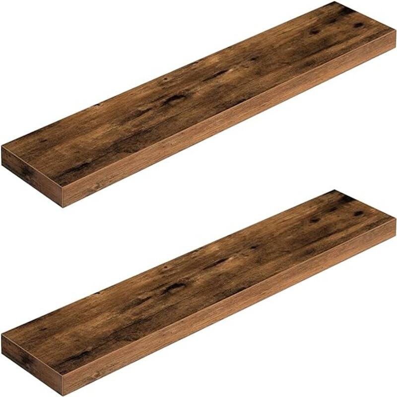 Floating Shelves - 7.9"D x39.4"W x 1.5"H - Rustic Brown