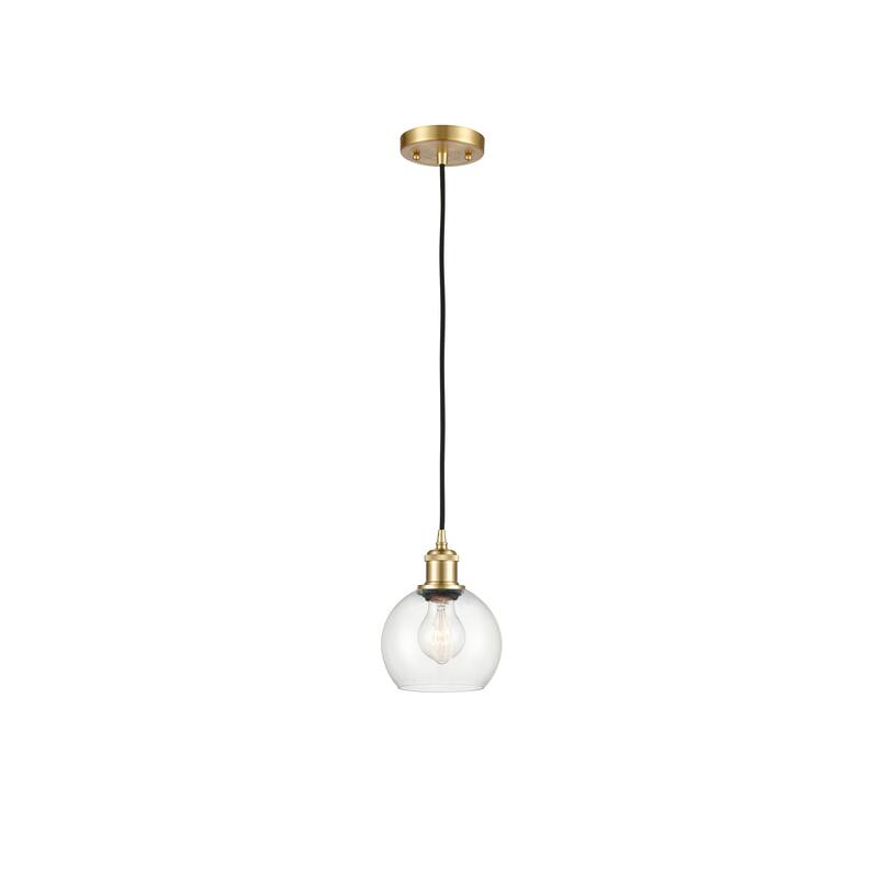 Innovations Lighting Ballston Athens 1 Light 6" Cord Hung Mini Pendant - Clear/Satin Gold