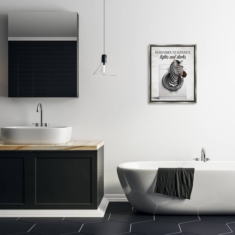 Stupell Separate Lights & Darks Laundry Framed Floater Canvas Wall Art Design By Lettered and Lined