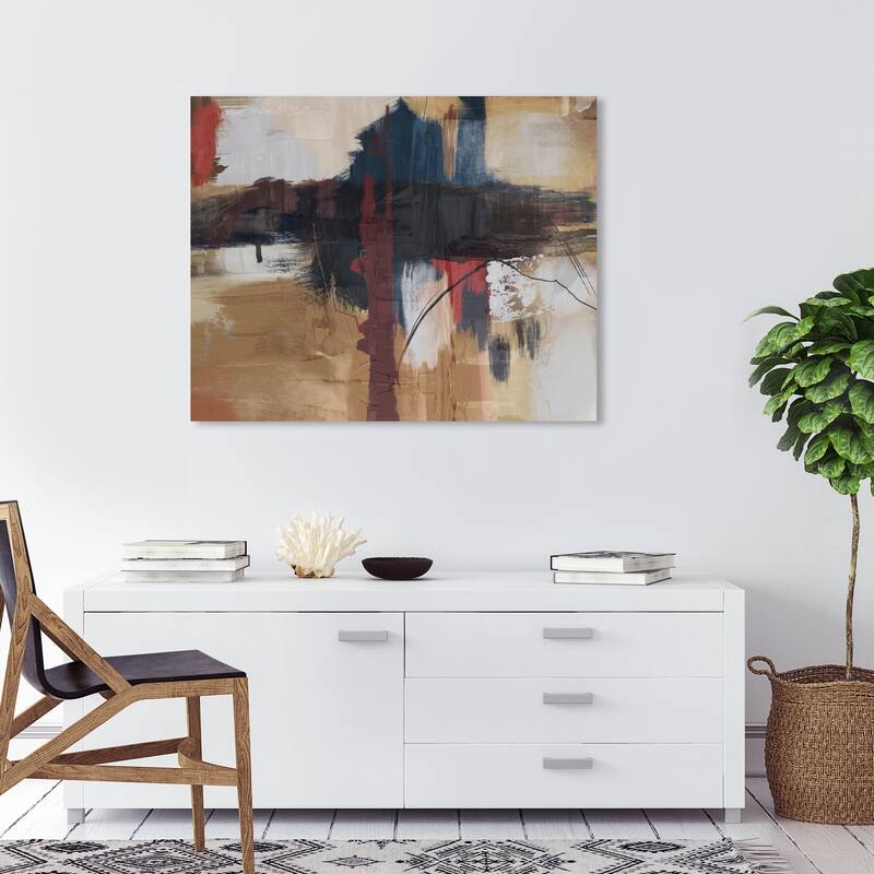 Wynwood Studio Canvas Abstract Riverside Reflection Abstract Brown and Light Brown Modern & Contemporary Wall Art Canvas Print - 30 x 36