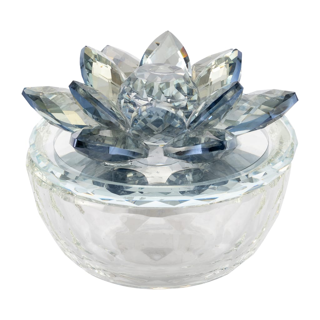 Sagebrook Home Glass Trinket Box - 4" x 4" x 3"