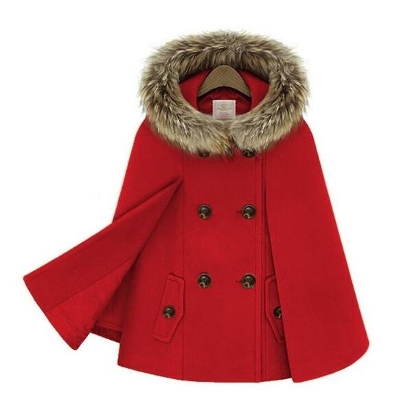 Shop Winter Cloak Woolen Blends Cape Batwing Sleeve Hooded Coat