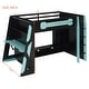 preview thumbnail 5 of 45, Full Size Esports Gaming Loft Bed Wood Frame Loft Bed with All-in-one Work Play Desk, Bookcase and RGB Ambient Light