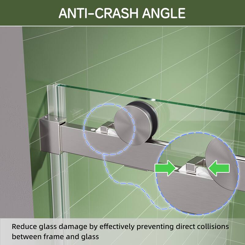 60x72 Single Sliding Shower Door, Slim Frame, 8mm Tempered Glass, Matte Black, 304 SS, 4 in Adjustable, Quiet Glide