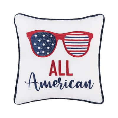 10" x 10" Patriotic "All American" Sunglasses Small/Petite Accent Pillow