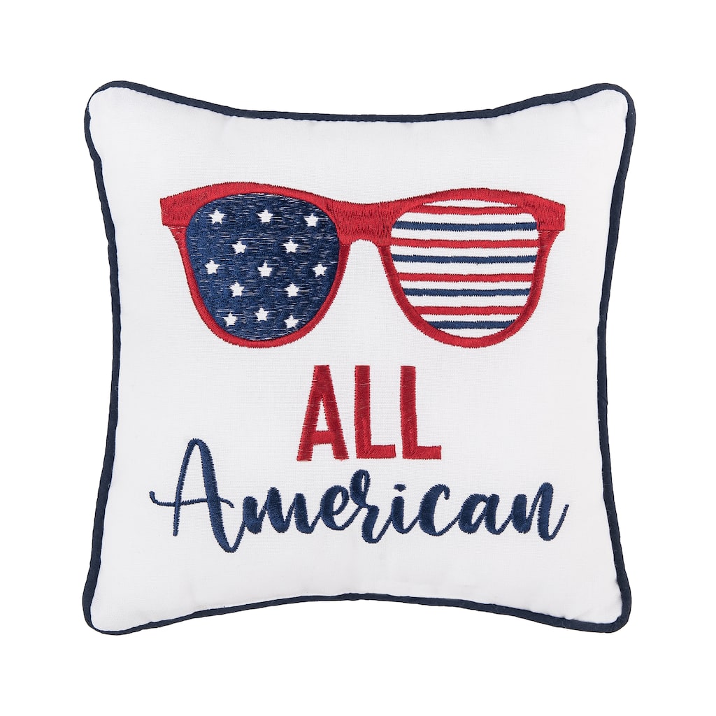 10" x 10" Patriotic "All American" Sunglasses Small/Petite Accent Pillow