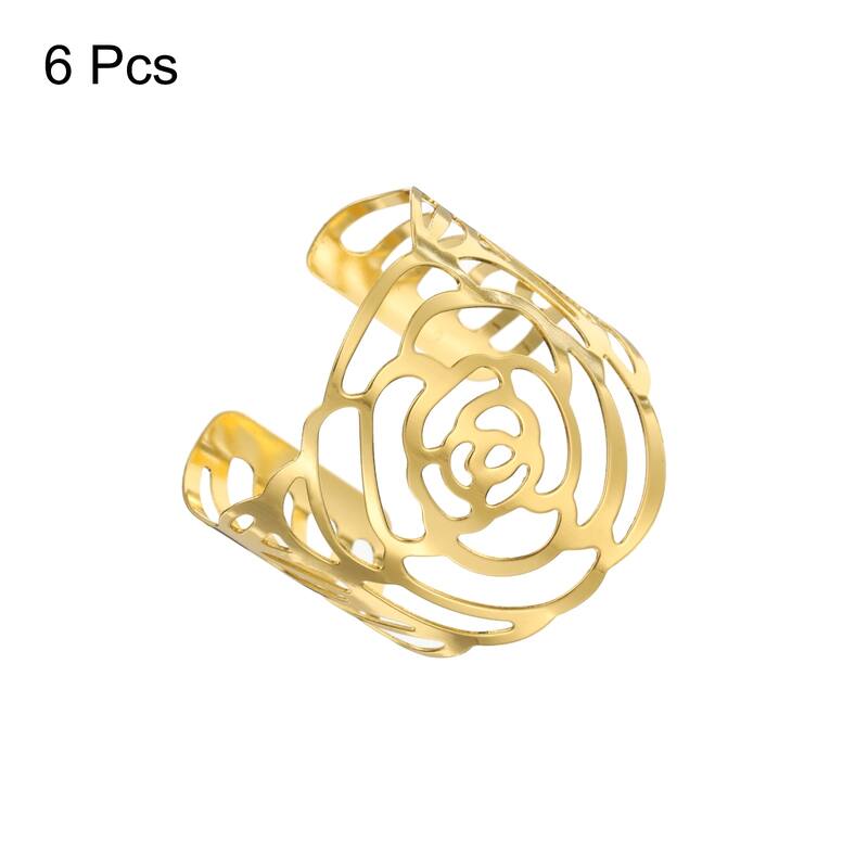Napkin Rings Metal Hollow Rose Pattern Napkin Holder for Dinner