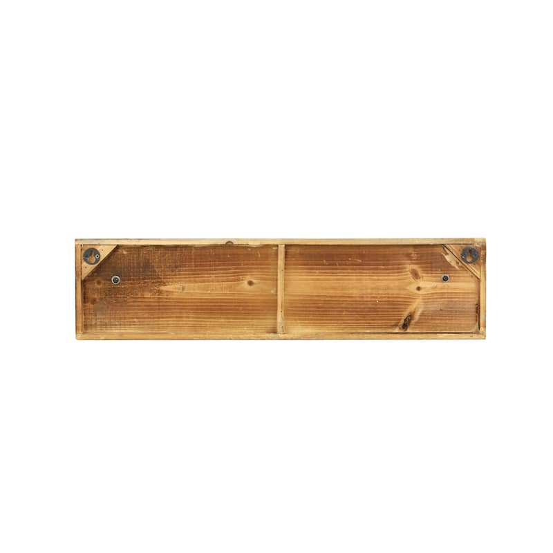Wood 5 Hanger Wall Hook with Black Metal Hardware - Brown - Roche River Decor - 4"W x 24"L x 6"H