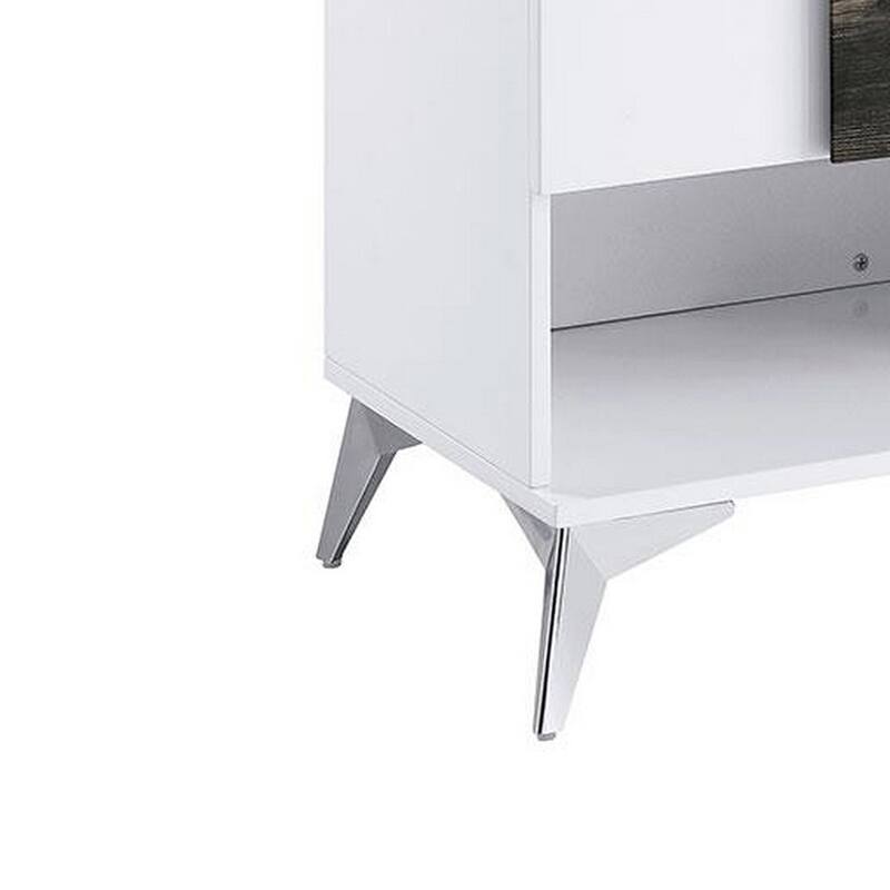 22 in. White Rectangle Wood End Table, Sturdy Build End Side Table for Living Rooms