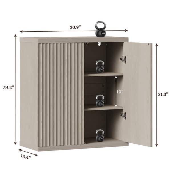 dimension image slide 2 of 4, Set of 3 Versatile Push to Open Side Cabinets for Modern Homes