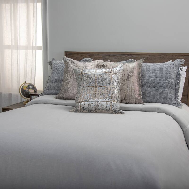 Rizzy Home Blackberry Grove Woven Cotton Comforter Set - Gray - Queen