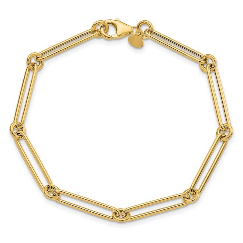 Curata 14k Yellow Gold 7.5" 4.5mm Polished Hollow Paperclip Link Bracelet