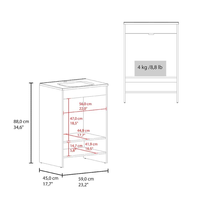 Floor Vanity With Four Drawers And Two Open Shelves,Black