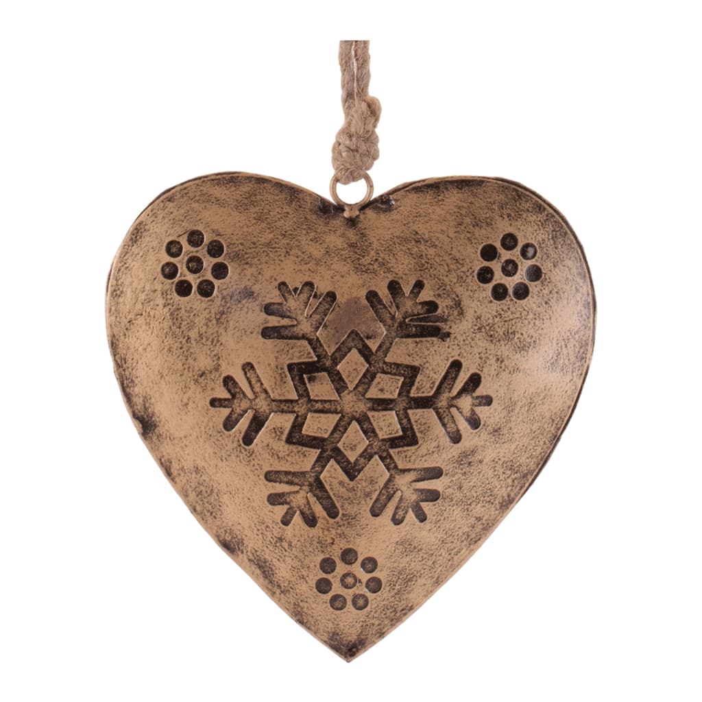Rustic Snowflake Heart Ornament (Set of 4)