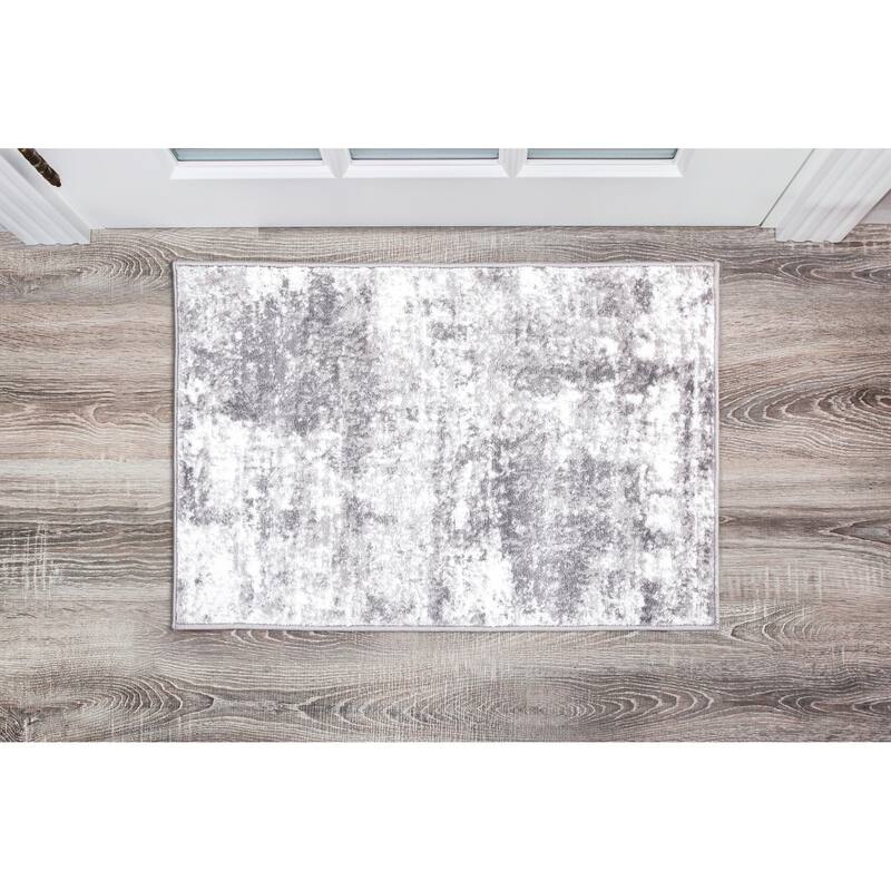 World Rug Gallery Distressed Abstract Area Rug - 2'x3' - Gray