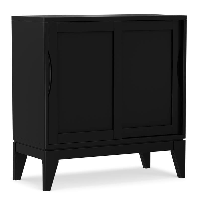 WYNDENHALL Pearson SOLID HARDWOOD 30 inch Wide Mid Century Modern Low Storage Cabinet - 30"w x 14"d x 31"h