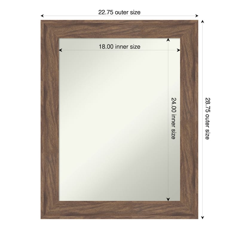 Pia Medium Brown Non-Beveled Framed Wall Mirror - Pia Medium Brown - 23 x 29 in