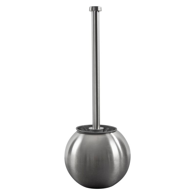 Bath Bliss 2 Pack Globe Design Toilet Brush and Holder in Stainless Steel - Dimensions: 5.5" Rd x 14.5"