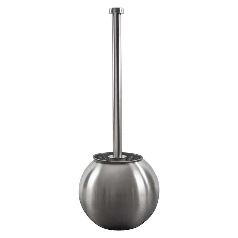 Globe Design Toilet Brush and Holder in Stainless Steel - 5.5"Rdx14.5"