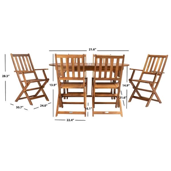 dimension image slide 1 of 4, SAFAVIEH Hikaru 6-Chair 1-Table Extendable Patio Dining Set