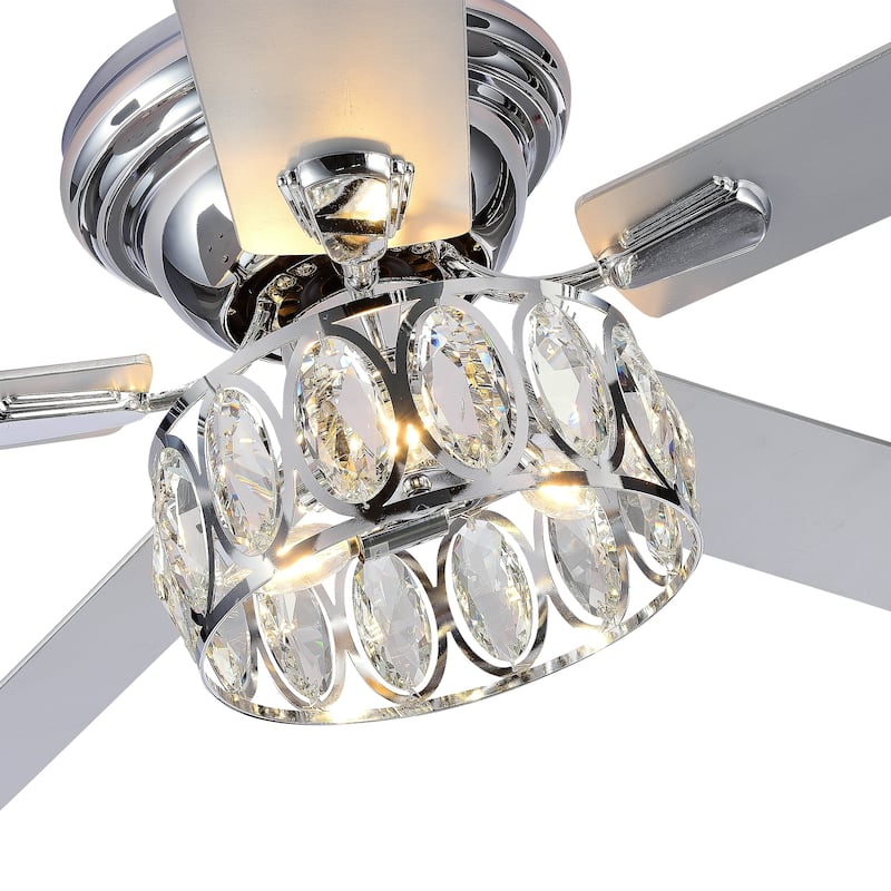 52 Inch Chrome Morden Ceiling Fan with Light and Remote