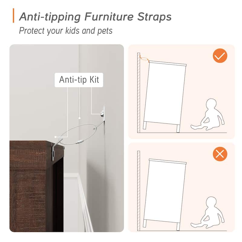 3-Column 73.3" Tall Bookshelf Set with Open Storage and Glass Doors